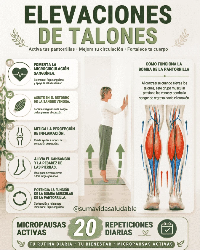 Elevaciones de Talones: Micropausa Activa para Mejorar la Circulación